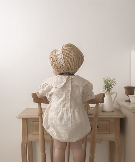 【即納】  blanc flower rompers