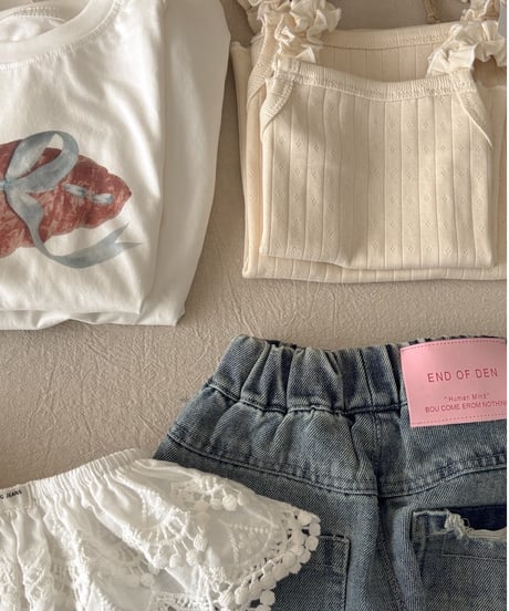 再入荷【即納】rib camisole ( pink border / ivory )
