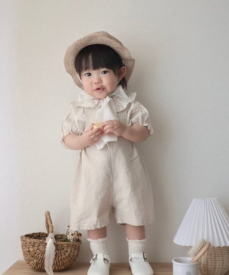 【即納】 linen suspender pants