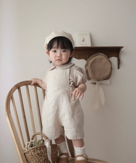 【即納】 linen suspender pants