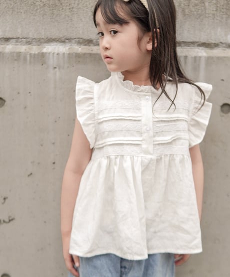 【即納】 lace pintuck blouse