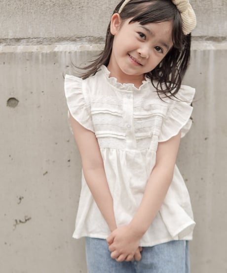 【即納】 lace pintuck blouse