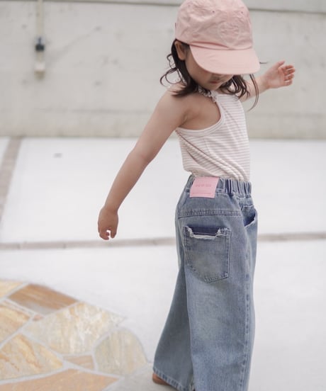 再入荷【即納】rib camisole ( pink border / ivory )