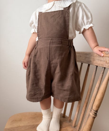 【即納】 linen suspender pants