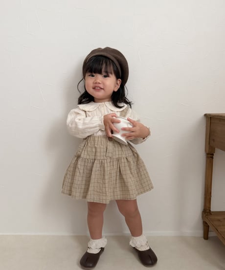 【即納】  volume collar blouse