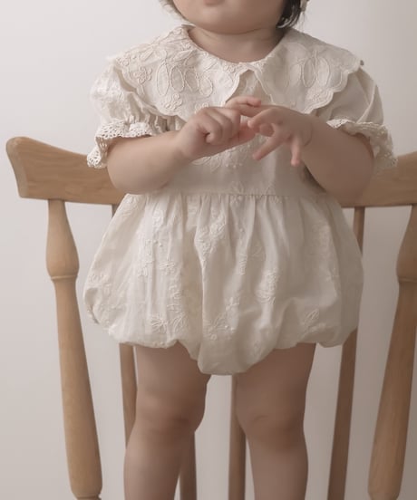【即納】  blanc flower rompers