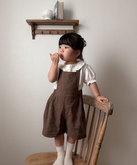 【即納】 linen suspender pants