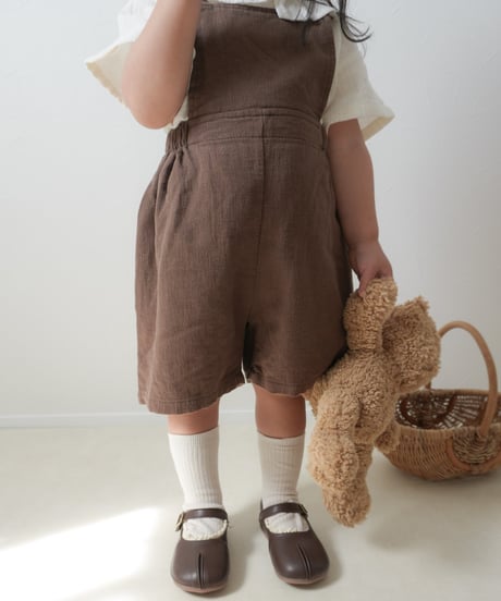 【即納】 linen suspender pants