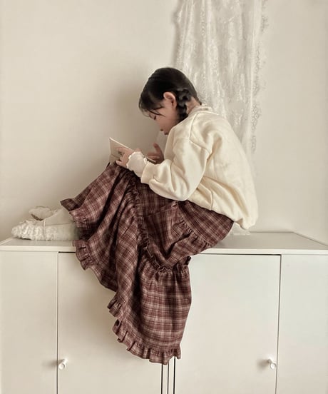【即納】 check tiered skirt