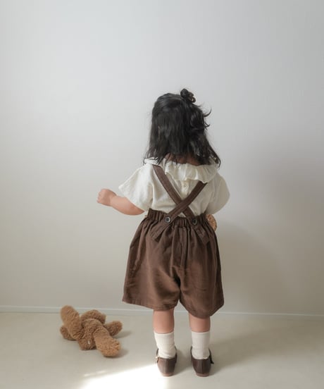 【即納】 linen suspender pants