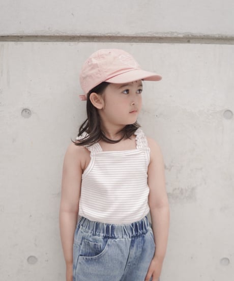 再入荷【即納】rib camisole ( pink border / ivory )