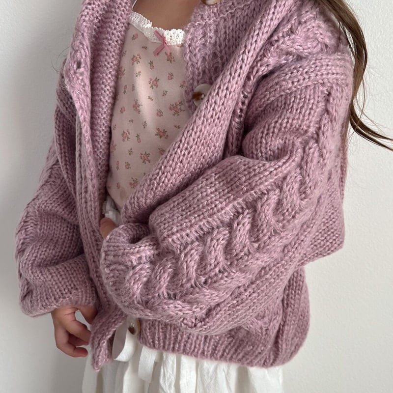 HYEON ヘヨン cable knit cardigan  /  pink