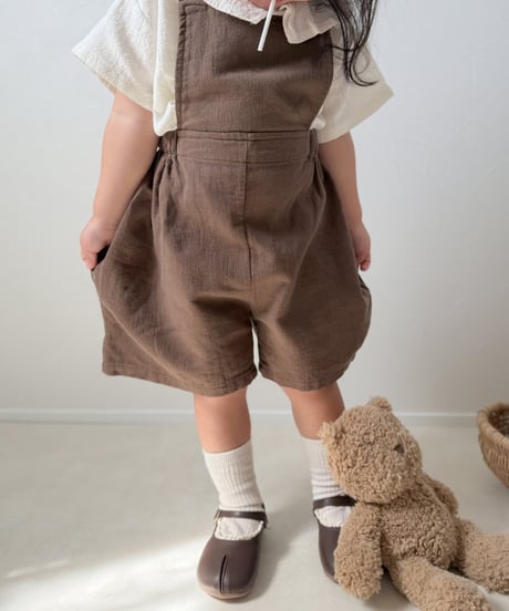 【即納】 linen suspender pants