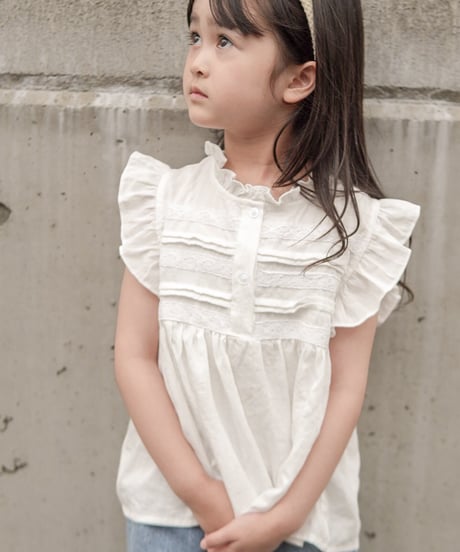 【即納】 lace pintuck blouse