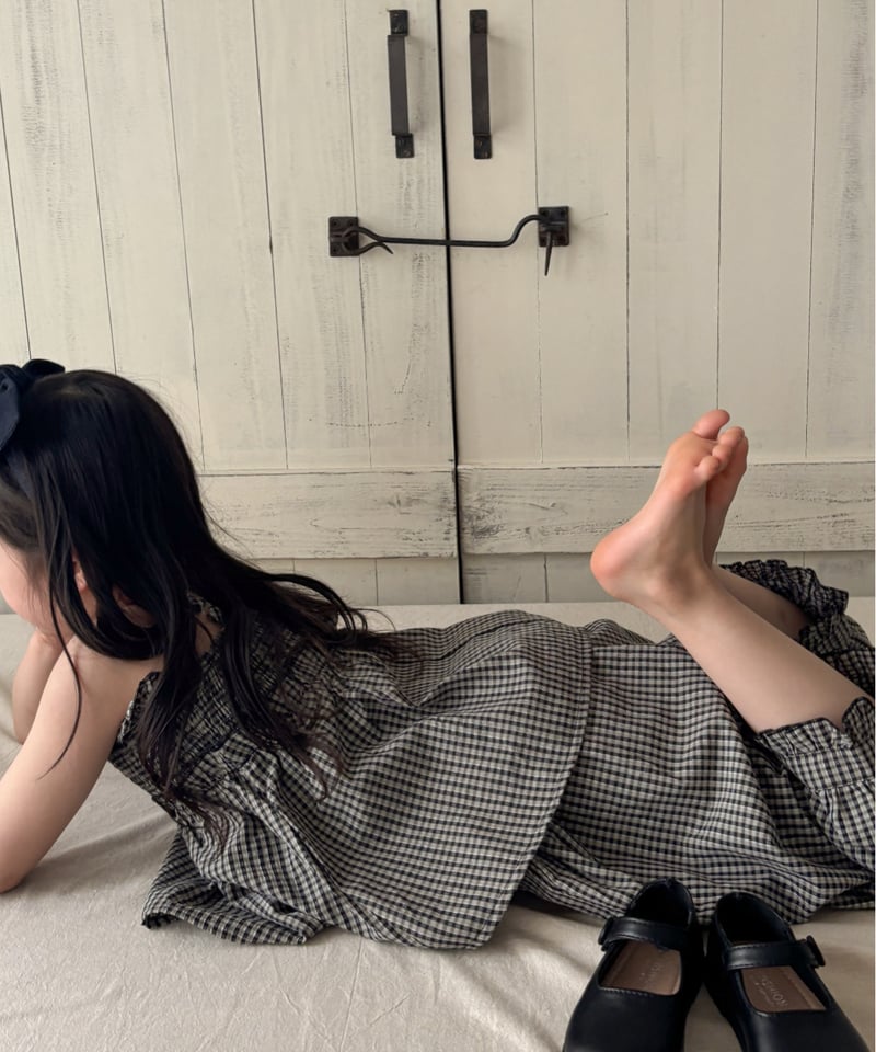 即納】 gingham check set up | heure ( ウール ) 海外子供