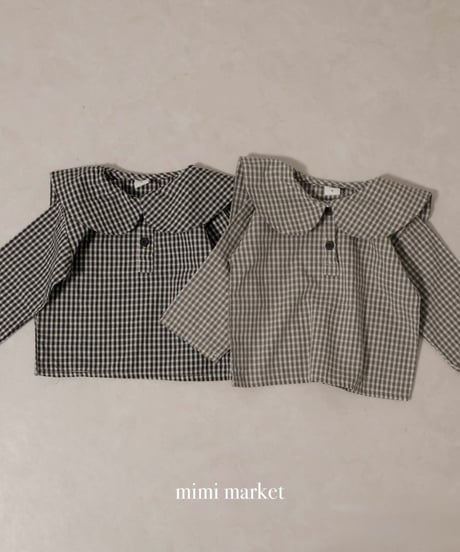 【即納】check sailor blouse
