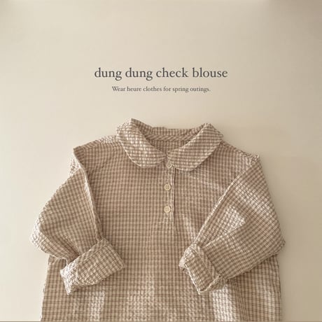【 即納】dung dung check blouse