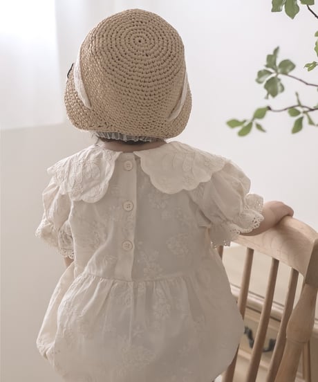 【即納】  blanc flower rompers