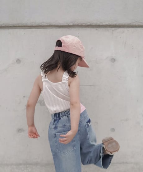 再入荷【即納】rib camisole ( pink border / ivory )