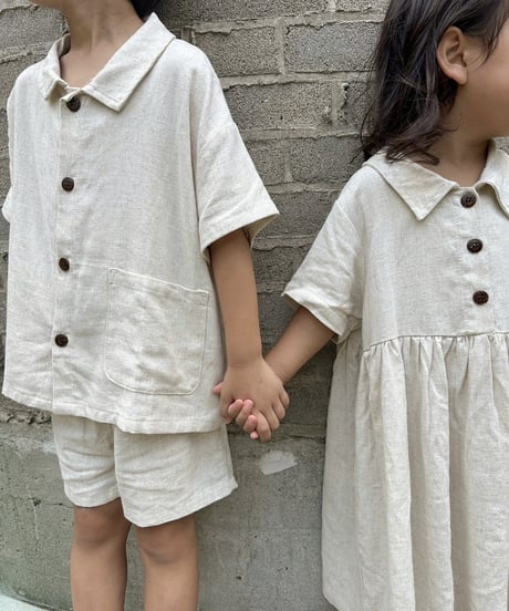 【即納】wrincle linen set up