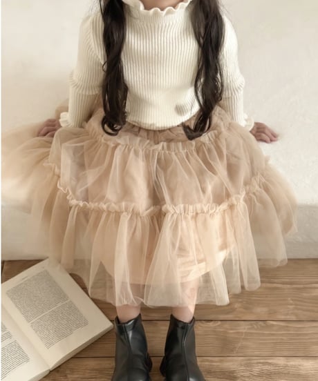 再入荷【即納】tulle skirt / beige