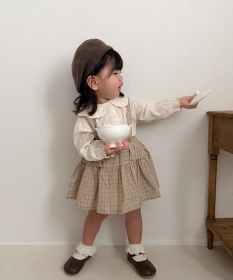 【即納】  volume collar blouse