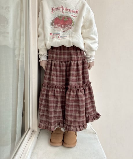 【即納】 check tiered skirt