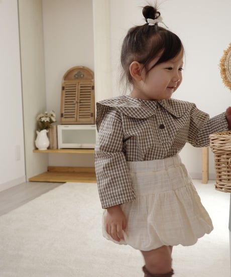 【即納】check sailor blouse