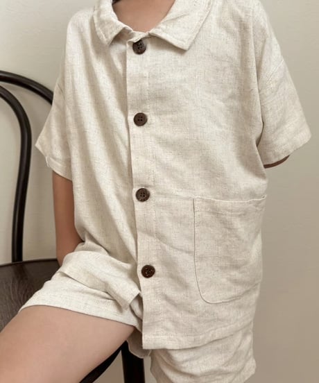 【即納】wrincle linen set up