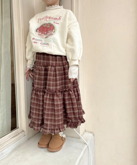 【即納】 check tiered skirt