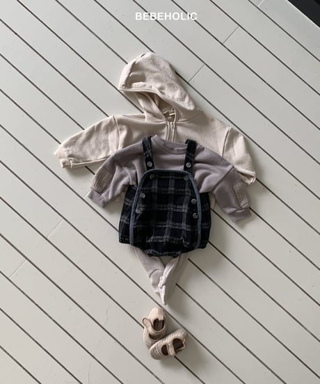 【即納】  blue check suspender pants
