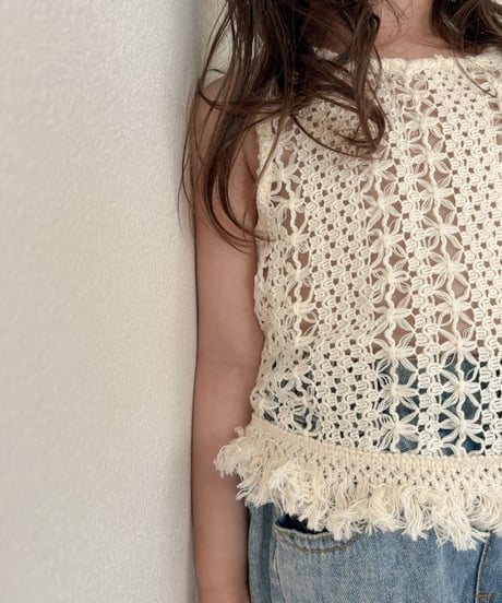 再入荷【即納】crochet fringe vest