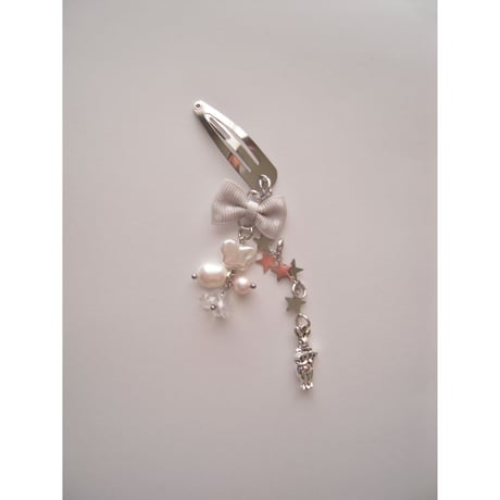 dot ribbon hairpin:white rabbit