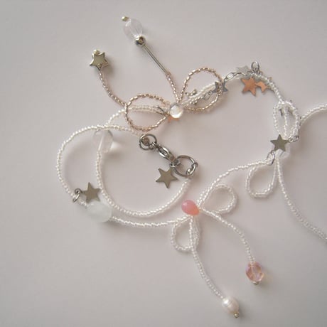 beads ribbon necklace:★