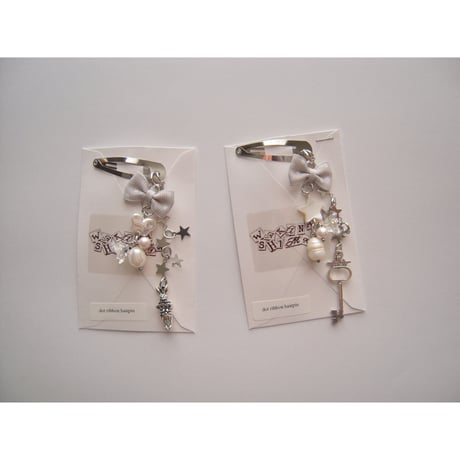 dot ribbon hairpin:white rabbit