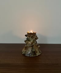 Candle Holder ｜Studio Pottery｜キャンドルホルダー｜切り株に小鳥