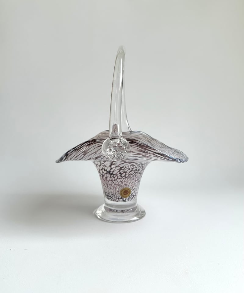 スウェーデン製 Gränna Glasbruk アートガラス 花瓶 箱付き Basket｜ガラスのバスケット｜花器｜ Gränna Glass｜スウェーデン