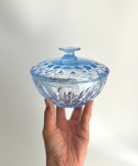 Candy Pot｜キャンディーポット｜蓋つきガラスボウル｜ライトブルー