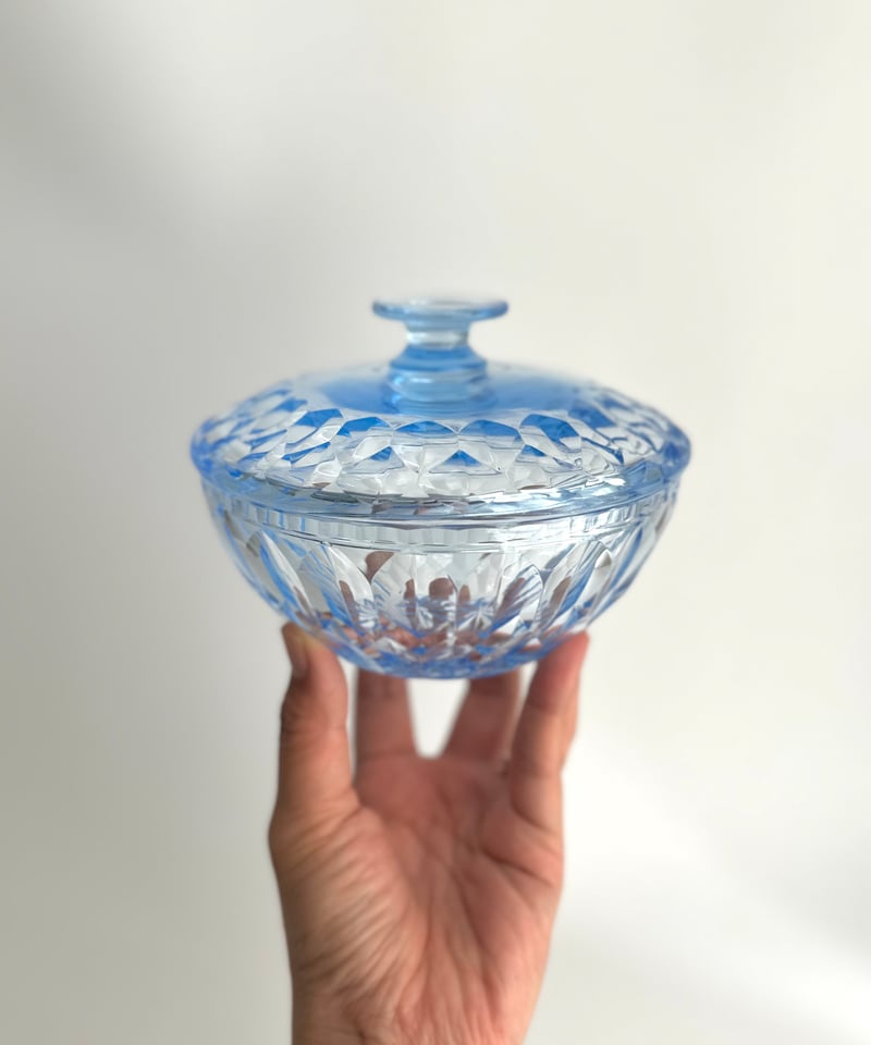 Candy Pot｜キャンディーポット｜蓋つきガラスボウル｜ライトブルー