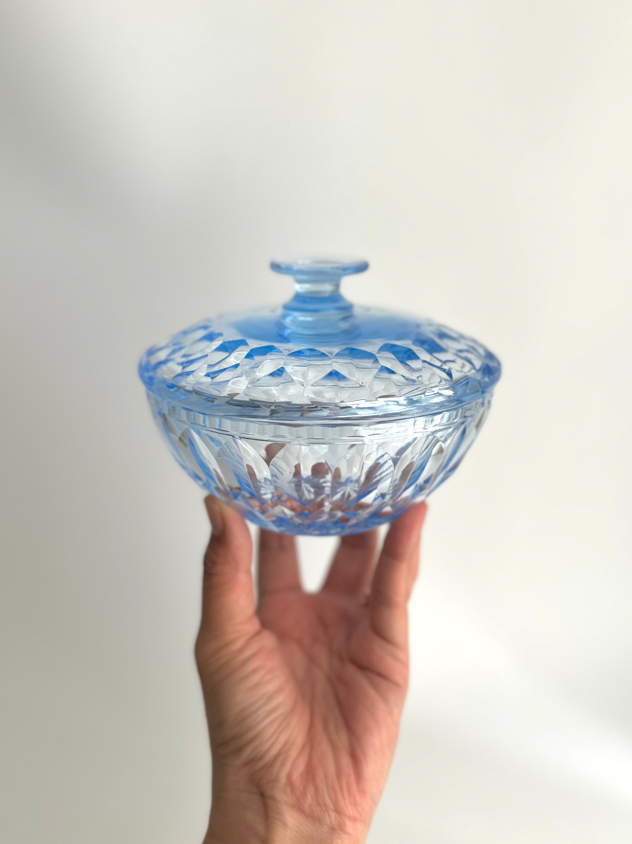 Candy Pot｜キャンディーポット｜蓋つきガラスボウル｜ライトブルー