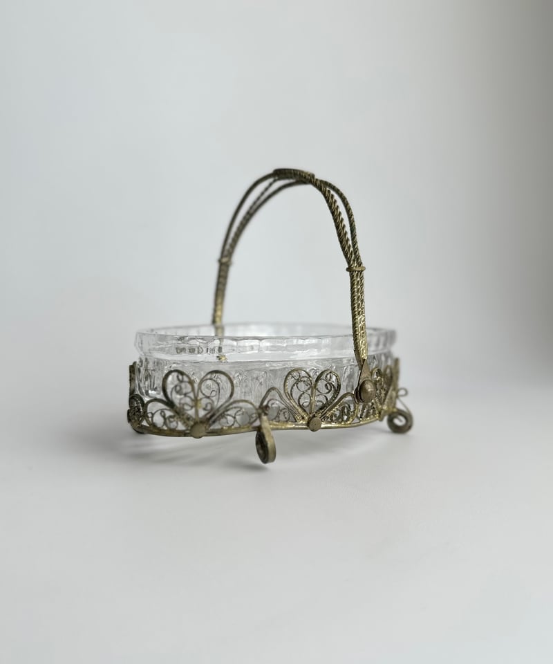 希少 切子 クリスタル カット ガラス バスケット 鉢 オブジェ 置物 小物入れ 希少 切子 クリスタル カット ガラス バスケット 鉢 オブジェ 置物