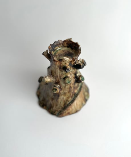 Candle Holder ｜Studio Pottery｜キャンドルホルダー｜切り株に小鳥