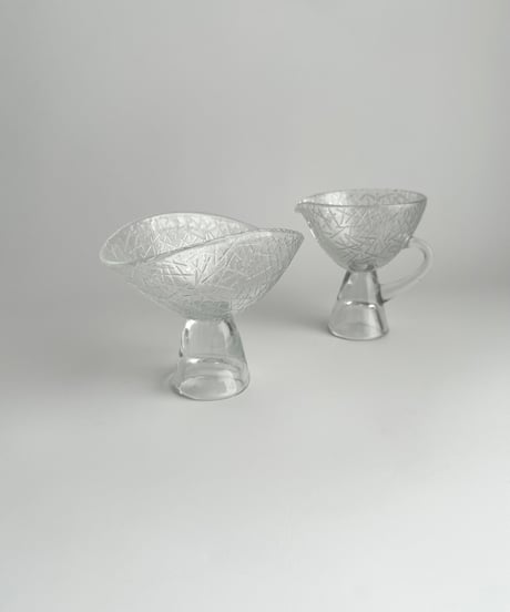 Creamer/Bowl｜クリーマー｜シュガーボウル｜Riihimäen Lasi｜フィンランド