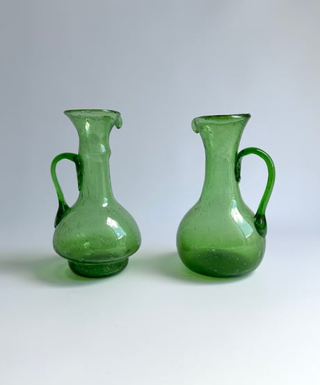 Jug｜Vase｜ガラスの花瓶｜水差し｜グリーン｜バブル