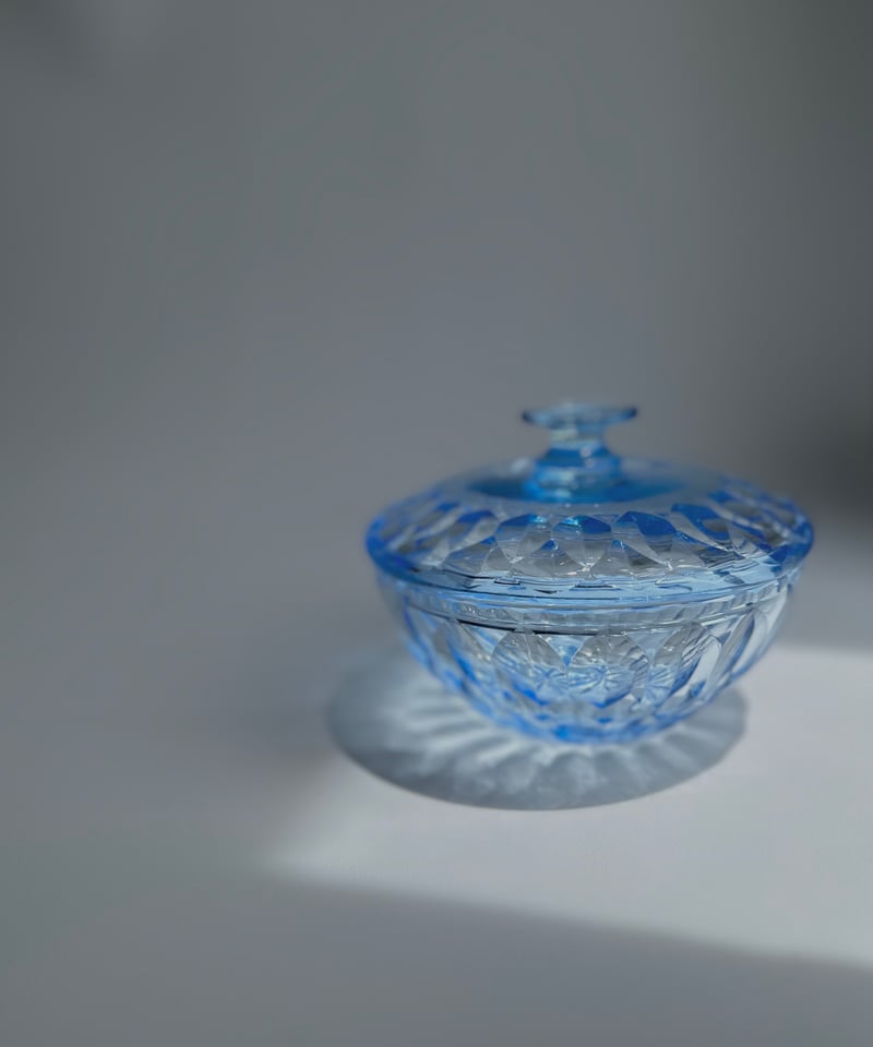 Candy Pot｜キャンディーポット｜蓋つきガラスボウル｜ライトブルー