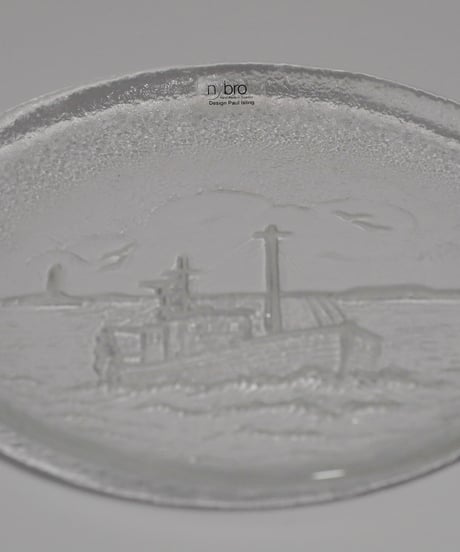Plate｜Nybro｜Paul Isling｜ガラスプレート｜帆船｜スウェーデン