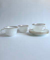 Cup &Saucer｜Fireking｜ファイヤーキング｜スワールゴールド｜アメリカ