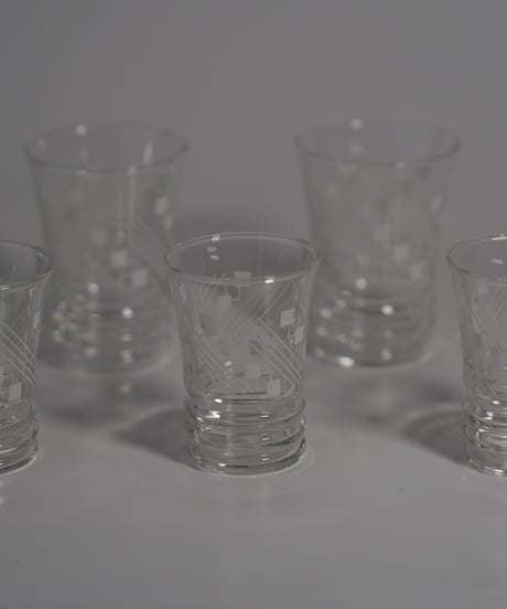 Glass｜ショットグラス｜幾何学模様｜フランス