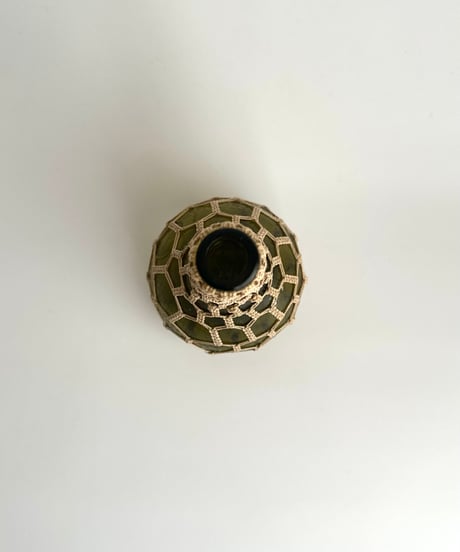 Bottle｜マクラメ編み｜グリーンガラスボトル｜花器