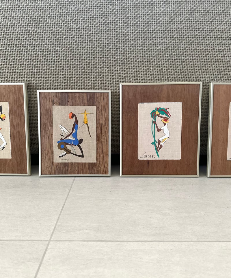 【ブラジル　アート　1970】手描き絵画『ヴィルジリオ・ナバイス』布絵　木絵 ブラジル アート 1970】手描き絵画『ヴィルジリオ・ナバイス』布